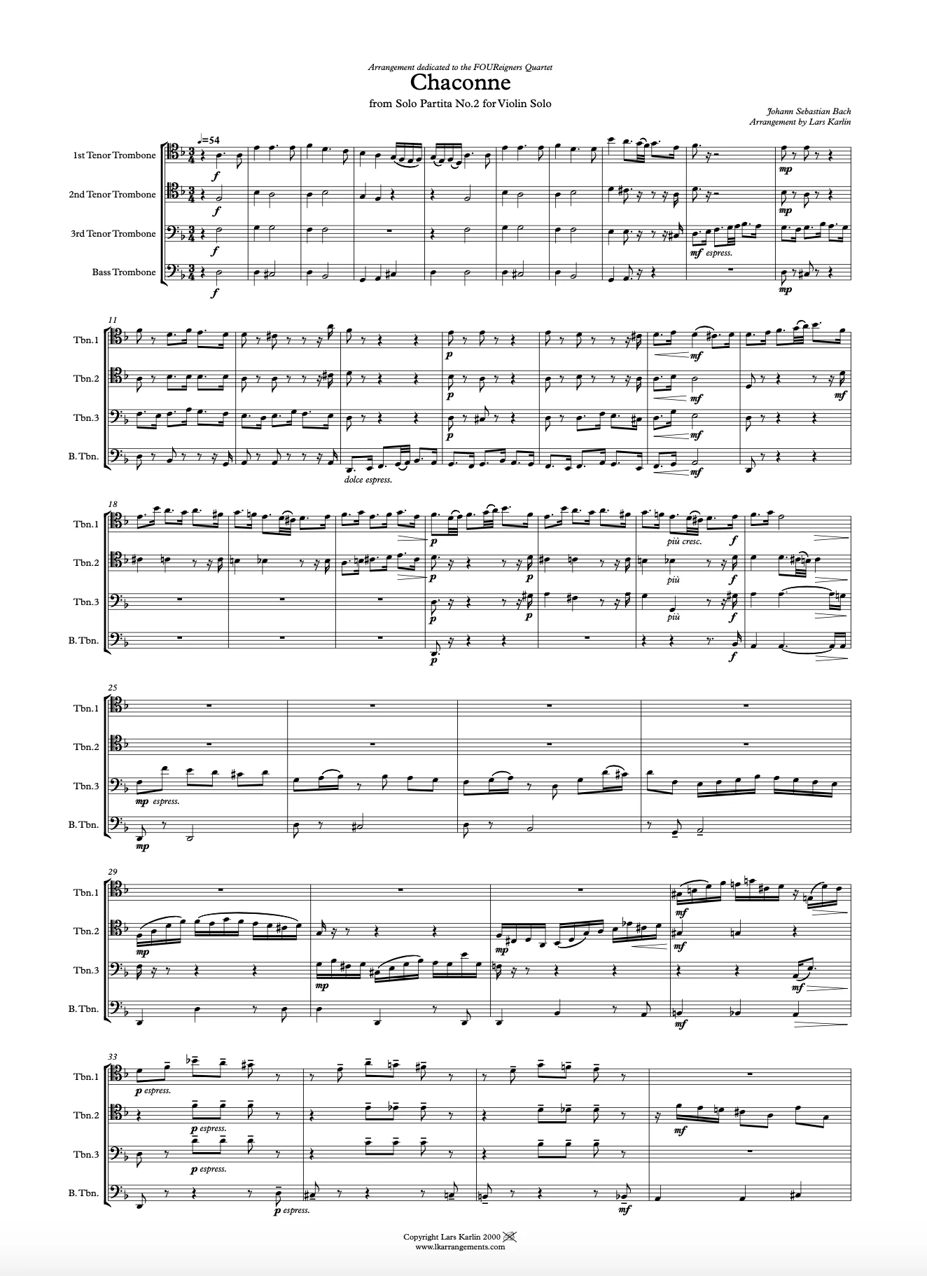 Chaconne from Solo Partita No.2 for Violin Solo (Complete) – Johann ...